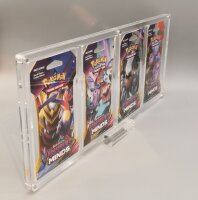 Acryl Case für Pokemon SLEEVED Papp Booster QUATTRO/4-Fach INKLUSIVE Standfuß